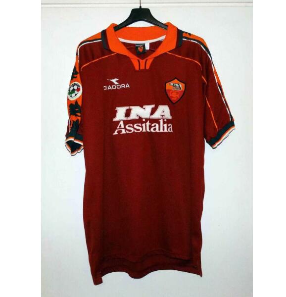 1998-99 Roma Retro Home Kit Soccer Jersey